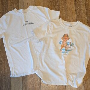 Disney Kids White Tees - Lion King and Moana